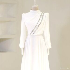 Elegant White Dress with Silver Accents